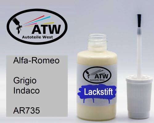 Alfa-Romeo, Grigio Indaco, AR735: 20ml Lackstift, von ATW Autoteile West.